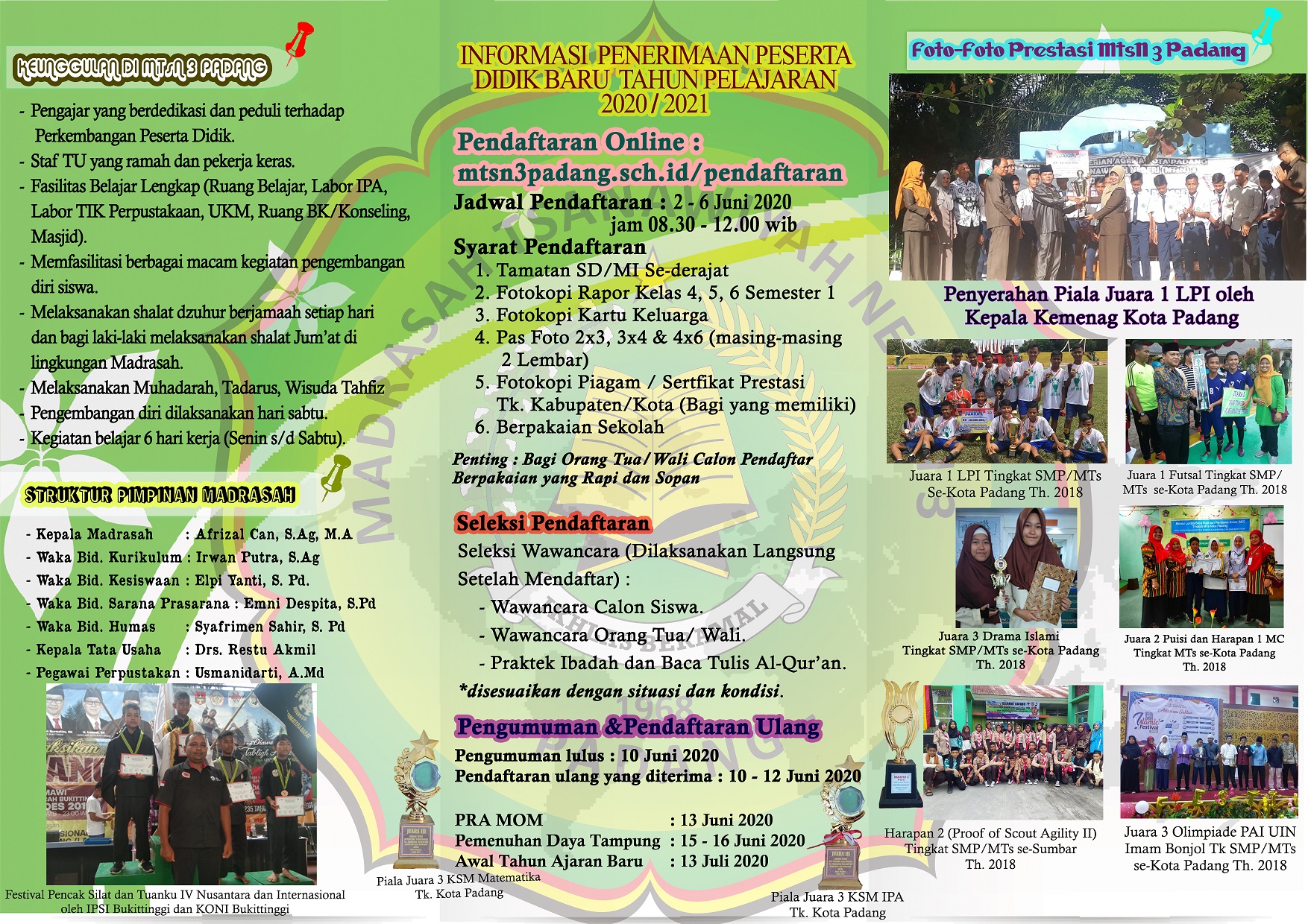 brosur MTsN 3 Kota Padang belakang
