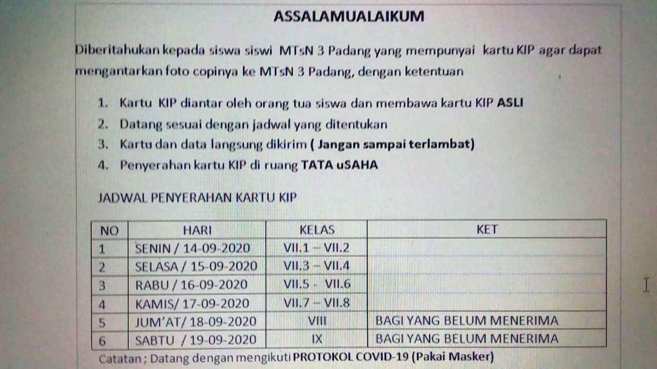 Penyerahan Fotocopy Kartu PIP