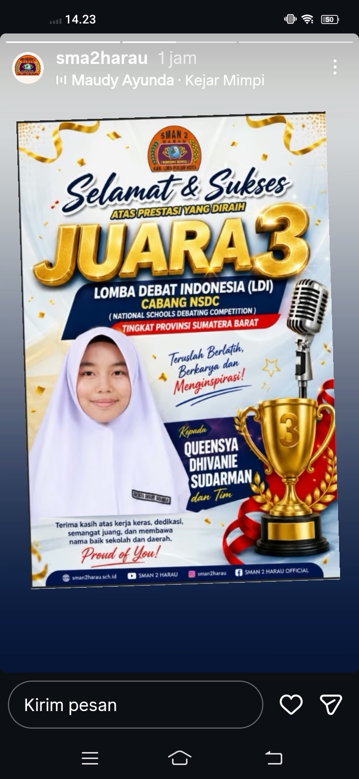Alumni MTsN 3 Kota Padang Raih Juara 3 Lomba Debat NSDC Tingkat Provinsi